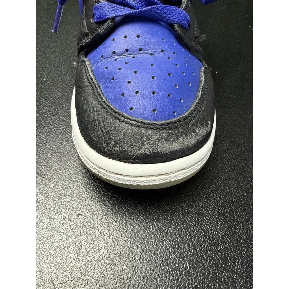 Nike Air Jordan 1 Mid Boys Size 4Y Blue Black Athletic Leather Shoes Sneakers